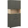 DREHTÜRENSCHRANK in Graphitfarben, Eichefarben  - Eichefarben/Anthrazit, Basics, Holzwerkstoff/Metall (100/213,6/42cm) - Cantus