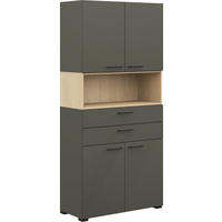DREHTÜRENSCHRANK 100/213,6/42 cm 4-türig Graphitfarben, Eichefarben  - Eichefarben/Anthrazit, Basics, Holzwerkstoff/Metall (100/213,6/42cm) - Cantus
