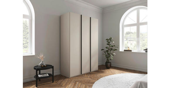 DREHTÜRENSCHRANK 151/223/61 cm,  in Champagner, 3-türig  - Champagner/Graphitfarben, Basics, Holzwerkstoff/Metall (151/223/61cm) - Novel