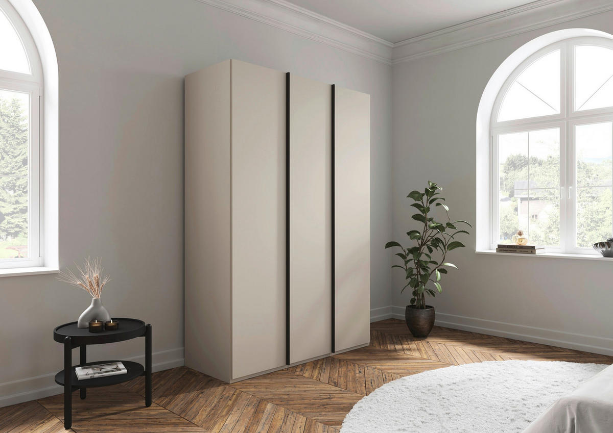 DREHTÜRENSCHRANK 151/223/61 cm,  in Champagner, 3-türig  - Champagner/Graphitfarben, Basics, Holzwerkstoff/Metall (151/223/61cm) - Novel