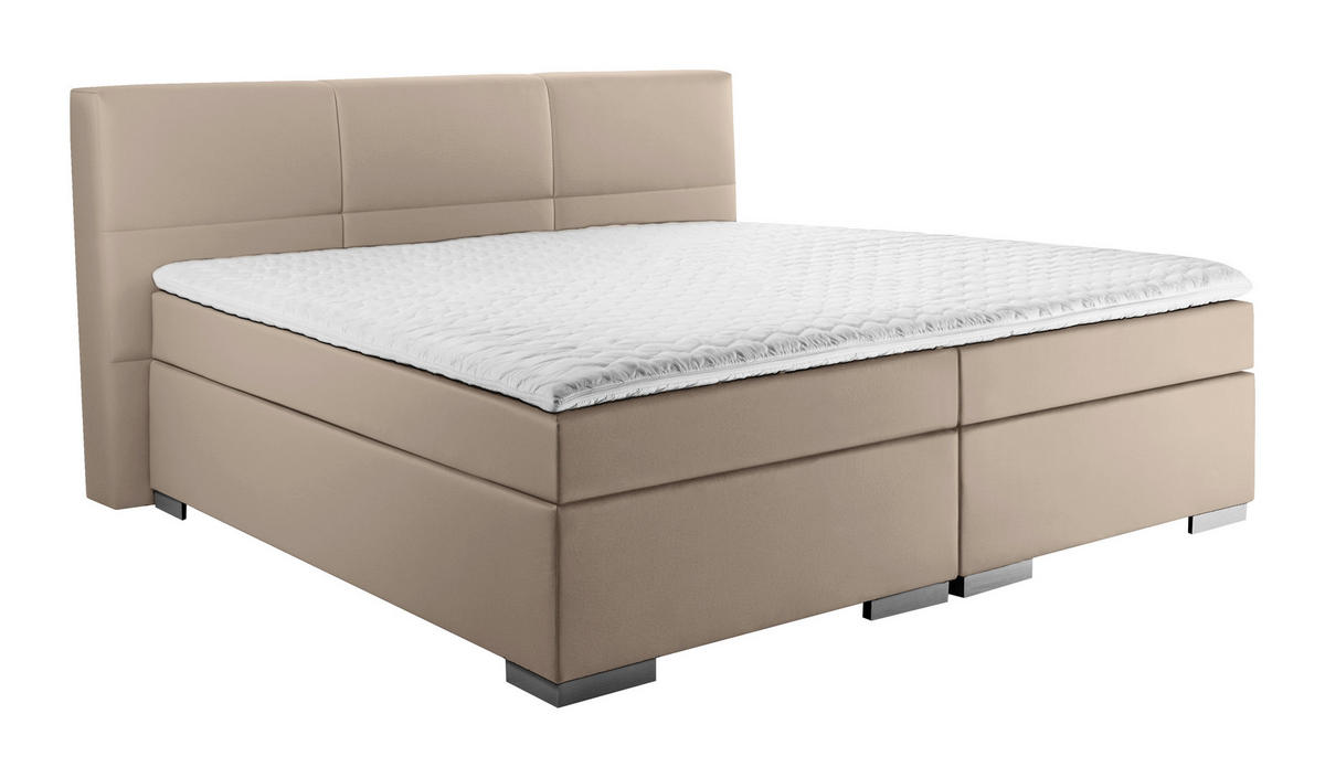 BOXSPRINGBETT 160/200 cm  in Schlammfarben  - Schlammfarben/Silberfarben, Design, Kunststoff/Textil (160/200cm) - Livetastic