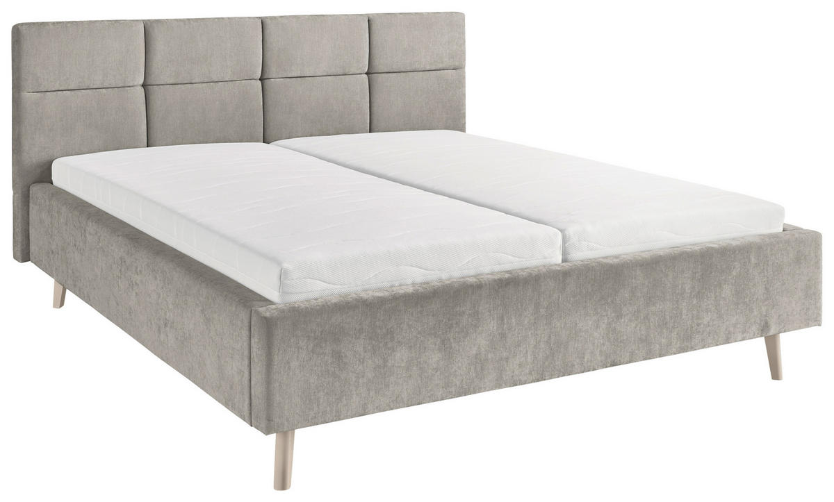 POLSTERBETT 180/200 cm,  in Grau,  - Sandfarben/Grau, KONVENTIONELL, Holz/Textil (180/200cm) - SetOne by Musterring