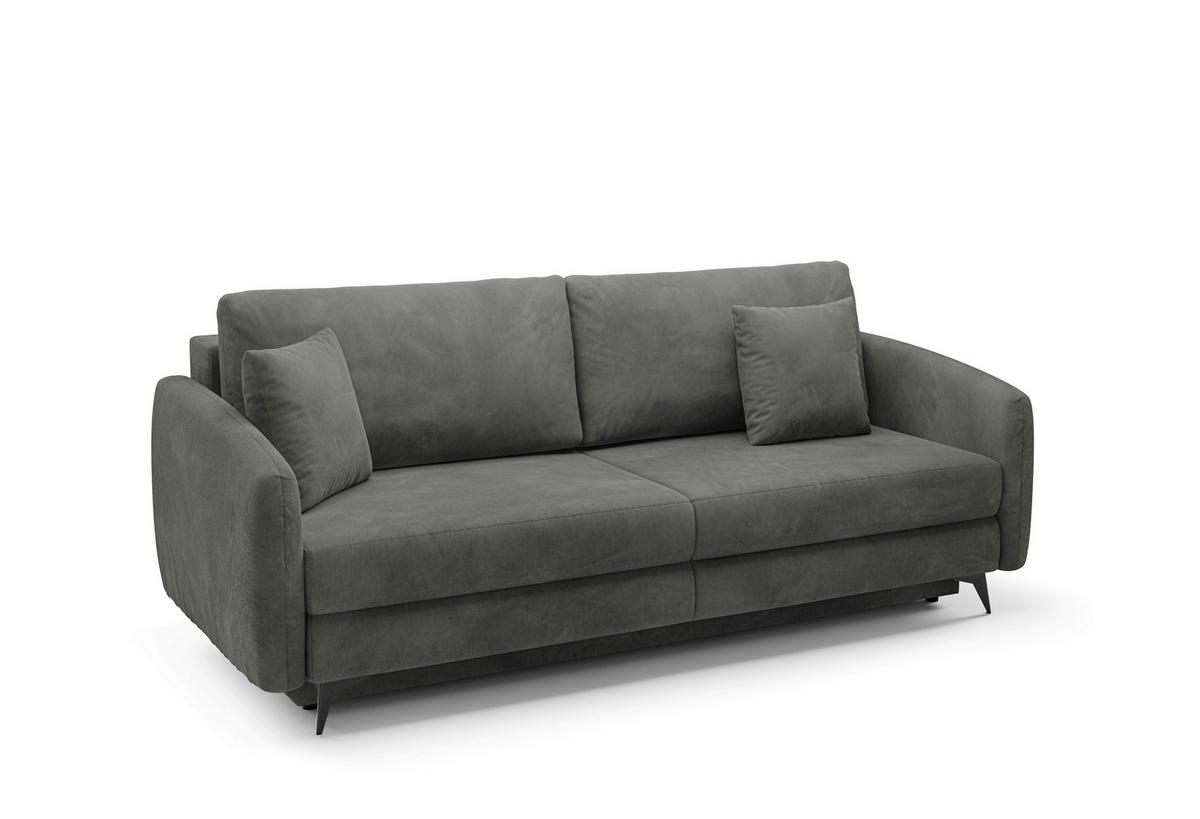 SCHLAFSOFA INGRID  mit Plüsch Grau  - Creme/Schwarz, Design, Textil/Metall (230/100/103cm) - Livetastic