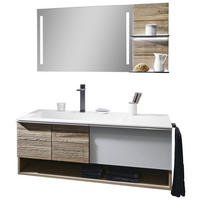 BADEZIMMER  in 128,4 cm  - Eichefarben/Weiß, MODERN, Glas/Holz (128,4cm) - Voglauer