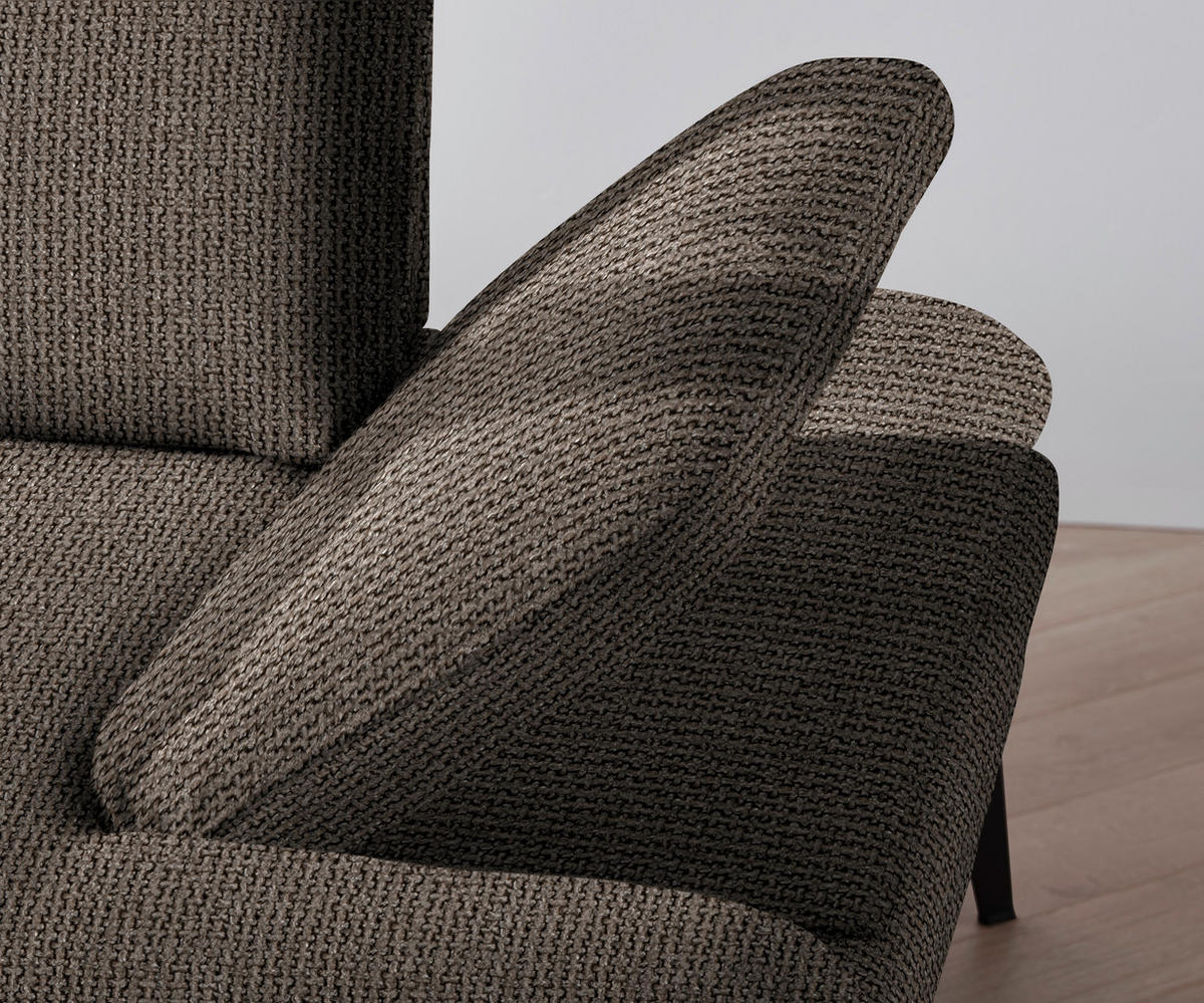 ECKSOFA in Webstoff Hellbraun  - Hellbraun/Schwarz, Design, Textil/Metall (180/289cm) - Stylife