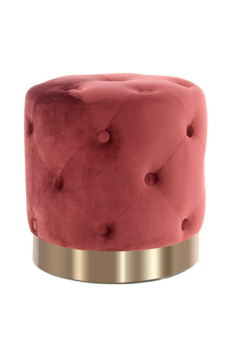 HOCKER Samt Goldfarben, Bordeaux  - Bordeaux/Goldfarben, Basics, Textil (40/40/40cm) - Kayoom