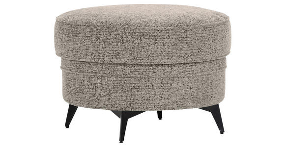 HOCKER Chenille Graubraun  - Graubraun/Schwarz, ROMANTIK / LANDHAUS, Textil/Metall (75/50/75cm) - Landscape