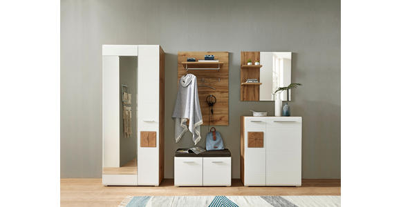 GARDEROBENSCHRANK 80/201/37 cm  - Eichefarben/Silberfarben, KONVENTIONELL, Glas/Holzwerkstoff (80/201/37cm) - Voleo