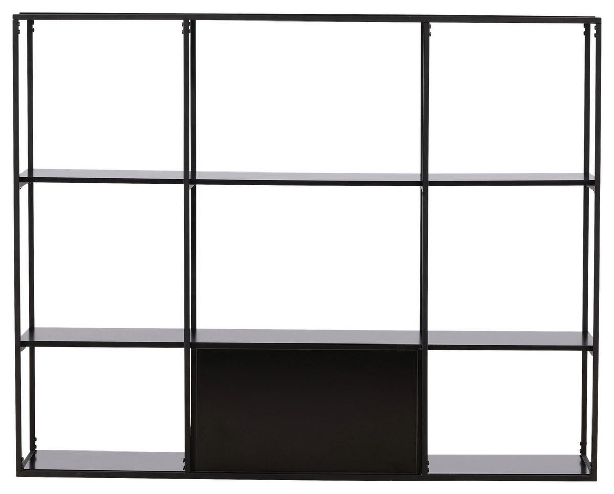 REGAL Schwarz, Nussbaumfarben  - Nussbaumfarben/Schwarz, Design, Holzwerkstoff/Metall (150/120/35cm) - Livetastic