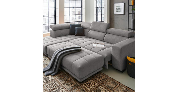 ECKSOFA in Mikrofaser Hellgrau 207/301 cm - Hellgrau/Schwarz, Design, Textil/Metall (207/301cm) - Xora