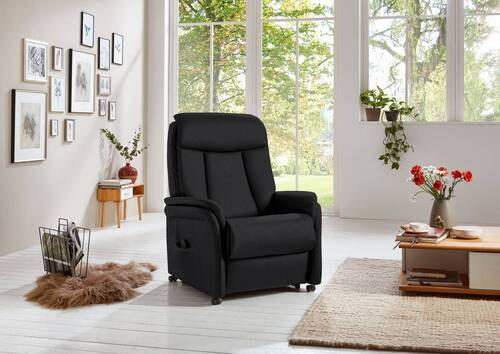 FERNSEHSESSEL in Schwarz  - Schwarz, KONVENTIONELL, Leder/Kunststoff (80/107/84cm) - Valdera