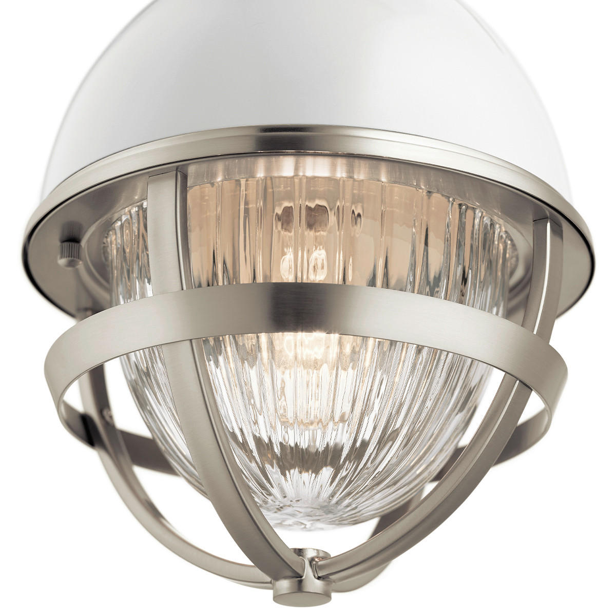 HÄNGELEUCHTE 20.4/44.5 cm    - Weiss/Nickelfarben, Design, Glas/Metall (20.4/44.5cm) - Elstead Lighting