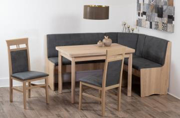 ECKBANKGRUPPE Mikrofaser Sonoma Eiche, Grau  - Grau/Sonoma Eiche, KONVENTIONELL, Holz/Textil (125/89/125cm) - MID.YOU