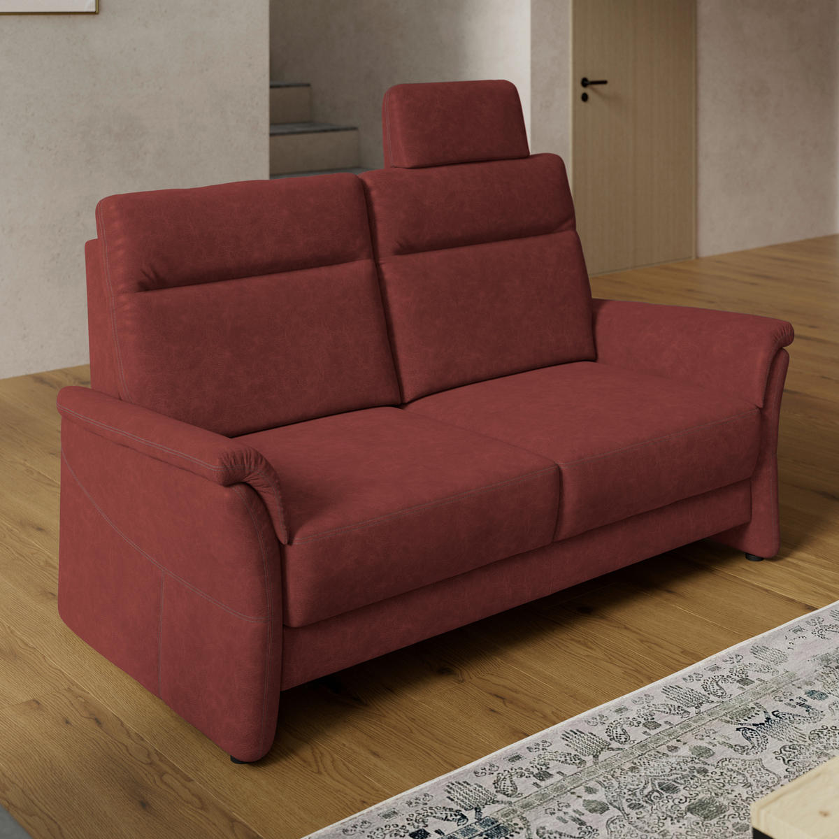 2,5-SITZER Mikrofaser Rotbraun  - Rotbraun/Schwarz, Konventionell, Kunststoff/Textil (170/99/91cm) - Elegando