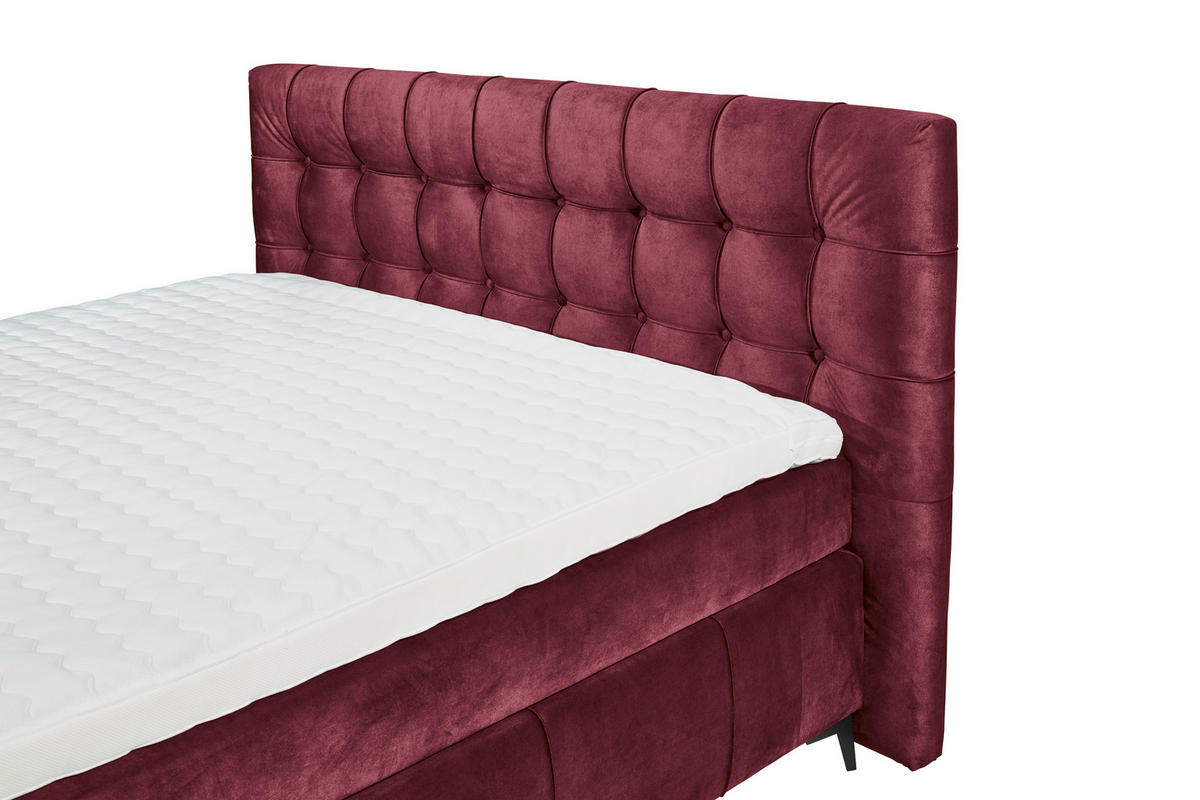 BOXSPRINGBETT 180/200 cm  in Bordeaux  - Bordeaux/Schwarz, KONVENTIONELL, Kunststoff/Textil (180/200cm) - Modante