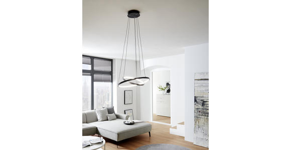LED-HÄNGELEUCHTE 51 cm - Opal/Schwarz, LIFESTYLE, Kunststoff/Metall (51cm) - Novel