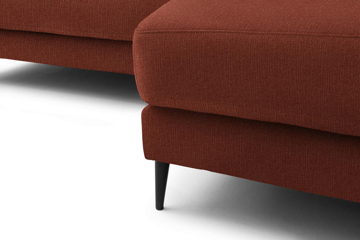 ECKSOFA in Flachgewebe Rostfarben  253/177 cm  - Rostfarben/Schwarz, Design, Textil/Metall (253/177cm) - Dieter Knoll