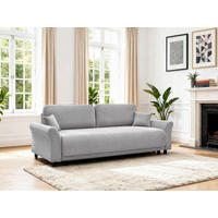 SCHLAFSOFA Malta Cord Hellgrau  inkl. Zierkissen, Rückenkissen, Bettkasten, Schlaffunktion, Rücken echt  - Hellgrau/Schwarz, Design, Textil (244/88/100cm) - P & B
