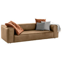 3-SITZER-SOFA around the block Echtleder Fango  - Fango/Schwarz, MODERN, Leder/Kunststoff (260/66/104cm) - Chilliano