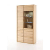 VITRINENKOMBINATION in furniert, teilmassiv Eiche Eichefarben  - Eichefarben/Nickelfarben, Design, Glas/Holz (107/209/38cm) - Livetastic
