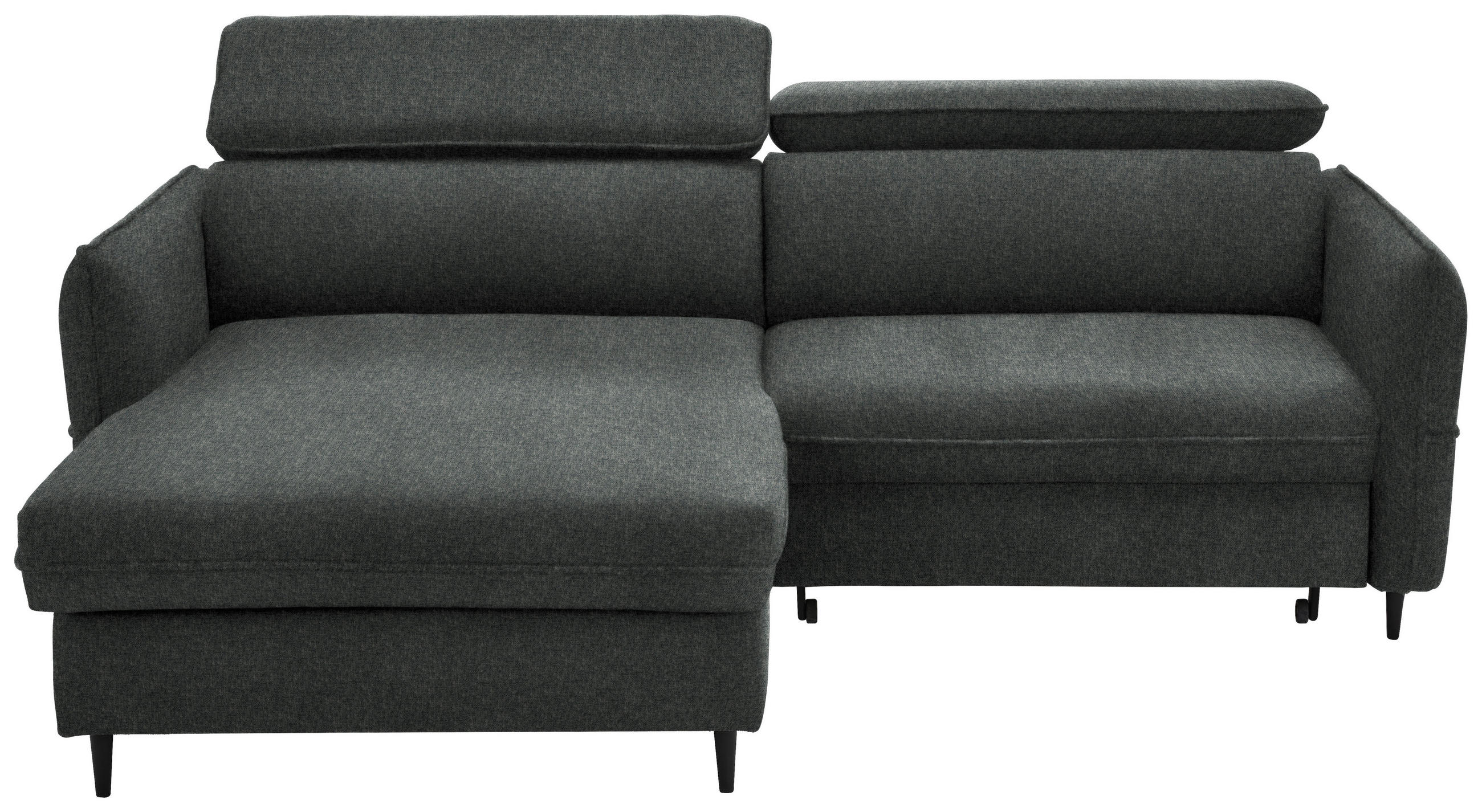 ECKSOFA in Samt Grau  - Schwarz/Grau, Design, Holz/Textil (185/232cm) - Stylife