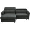 ECKSOFA in Samt Grau  - Schwarz/Grau, Design, Holz/Textil (185/232cm) - Stylife