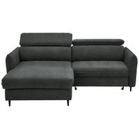 ECKSOFA in Samt Grau  - Schwarz/Grau, Design, Holz/Textil (185/232cm) - Stylife