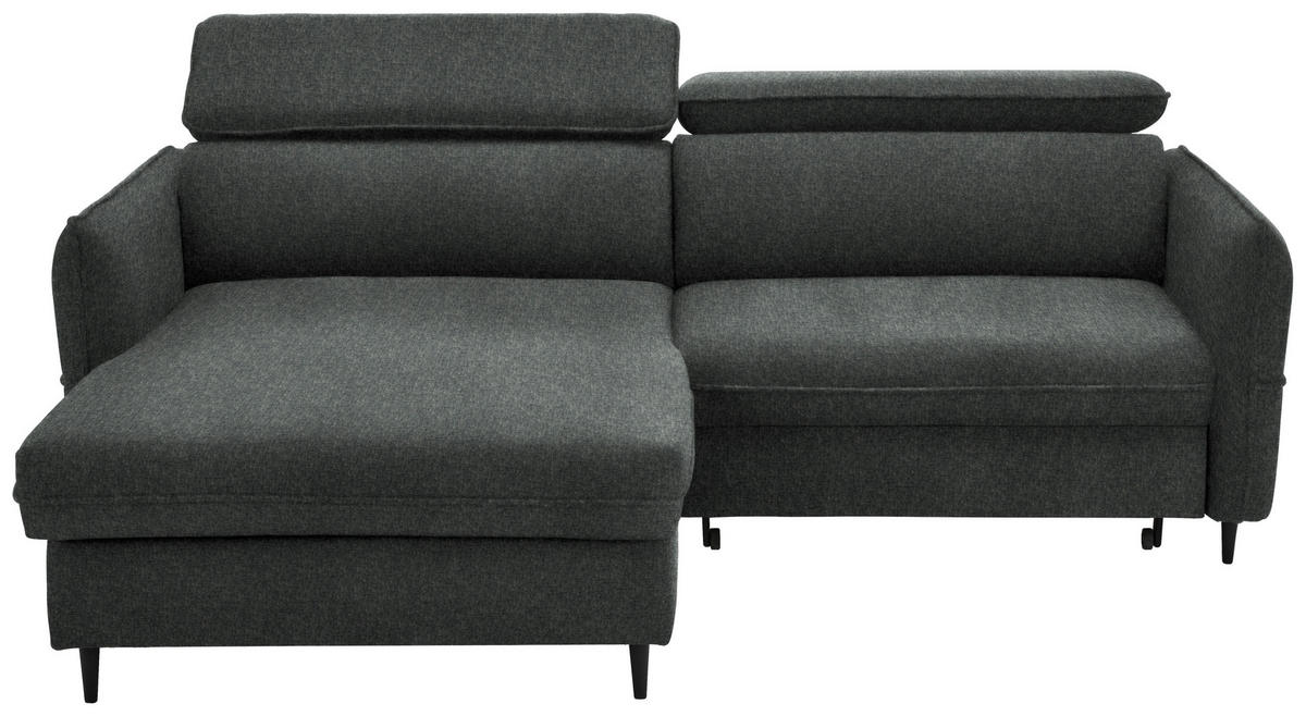 ECKSOFA in Samt Grau  - Schwarz/Grau, Design, Holz/Textil (185/232cm) - Stylife