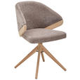 ARMLEHNSTUHL  Sitzfläche 360° drehbar Chenille  - Eiche Bianco/Braun, KONVENTIONELL, Holz/Textil (59/83/59cm) - Linea Natura
