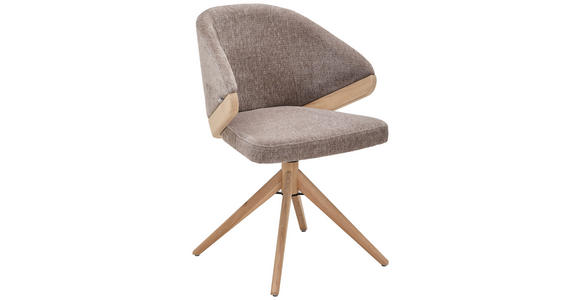 ARMLEHNSTUHL  Sitzfläche 360° drehbar Chenille  - Eiche Bianco/Braun, KONVENTIONELL, Holz/Textil (59/83/59cm) - Linea Natura