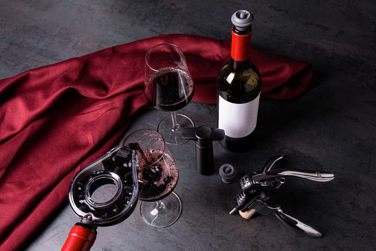 SET PRIBORA ZA VINO - srebrna/crna, Osnovno, metal/plastika (14.8/14.8/18.4cm) - Vacu Vin