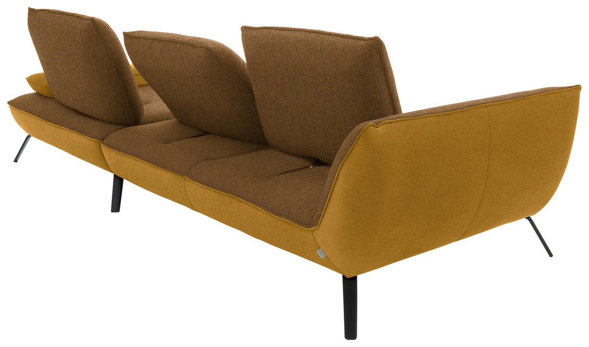 ECKSOFA in Flachgewebe Goldfarben  - Goldfarben/Schwarz, Design, Textil/Metall (301/191cm) - Moderano
