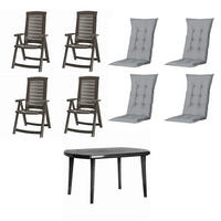 GARTENTISCHGRUPPE  - Grau, MODERN, Kunststoff/Textil (90/95/137cm) - Gardenson