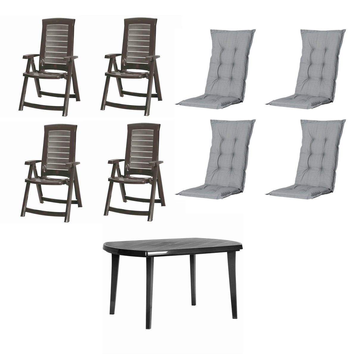 GARTENTISCHGRUPPE  - Grau, MODERN, Kunststoff/Textil (90/95/137cm) - Gardenson