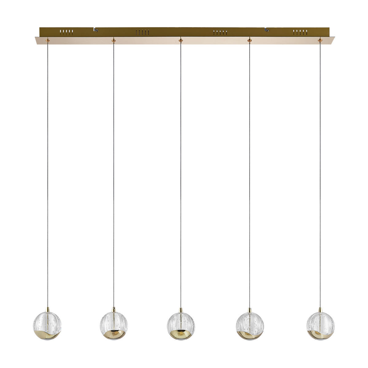 LED-HÄNGELEUCHTE Hastings 96/9/150 cm   - Goldfarben, Design, Glas/Metall (96/9/150cm) - Dieter Knoll