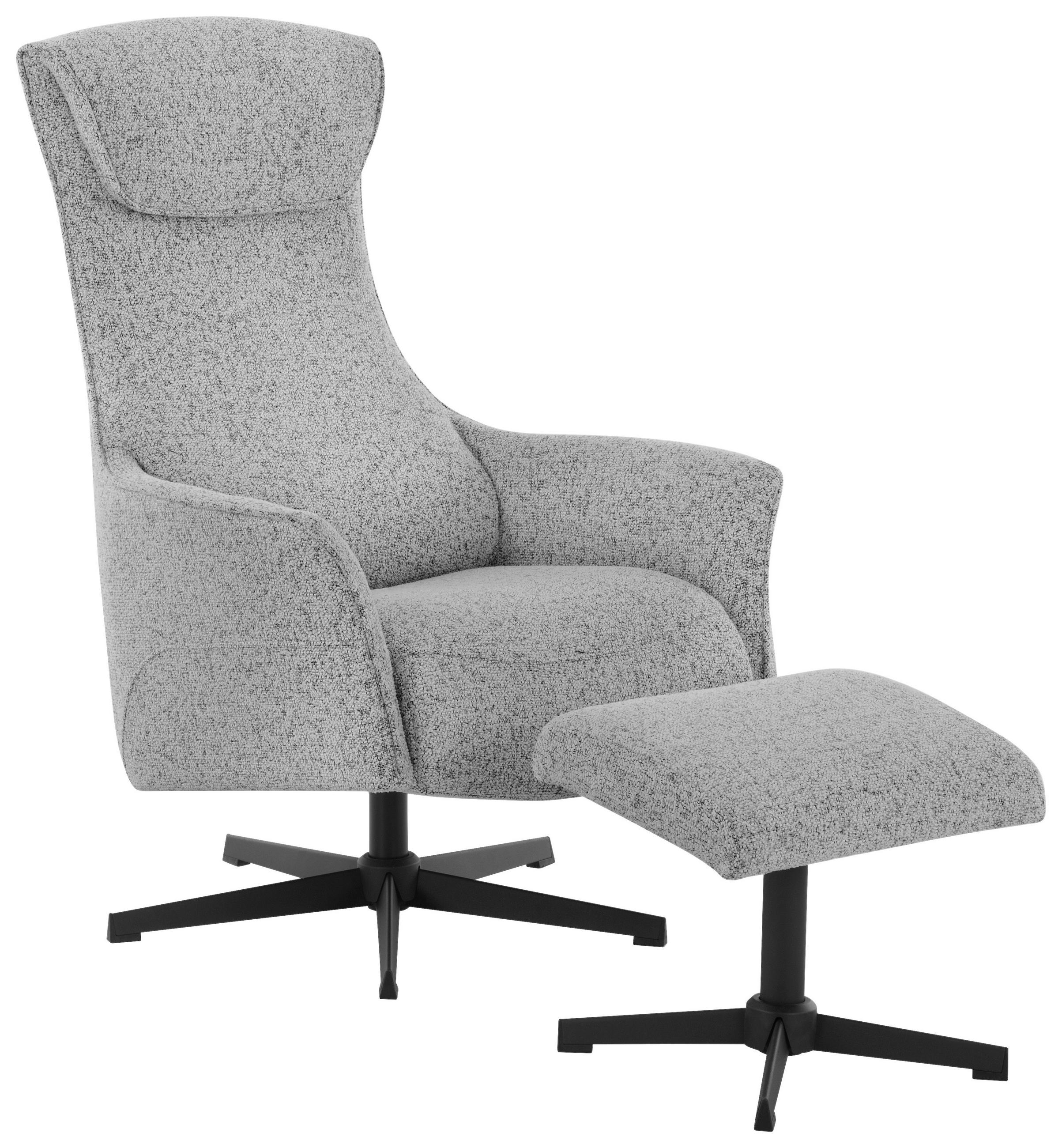 RELAXSESSELSET Mikrofaser Relaxfunktion    - Greige/Schwarz, Design, Textil/Metall (76/110/85.5cm) - Welnova
