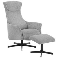 RELAXSESSELSET Mikrofaser Relaxfunktion    - Greige/Schwarz, Design, Textil/Metall (76/110/85.5cm) - Welnova