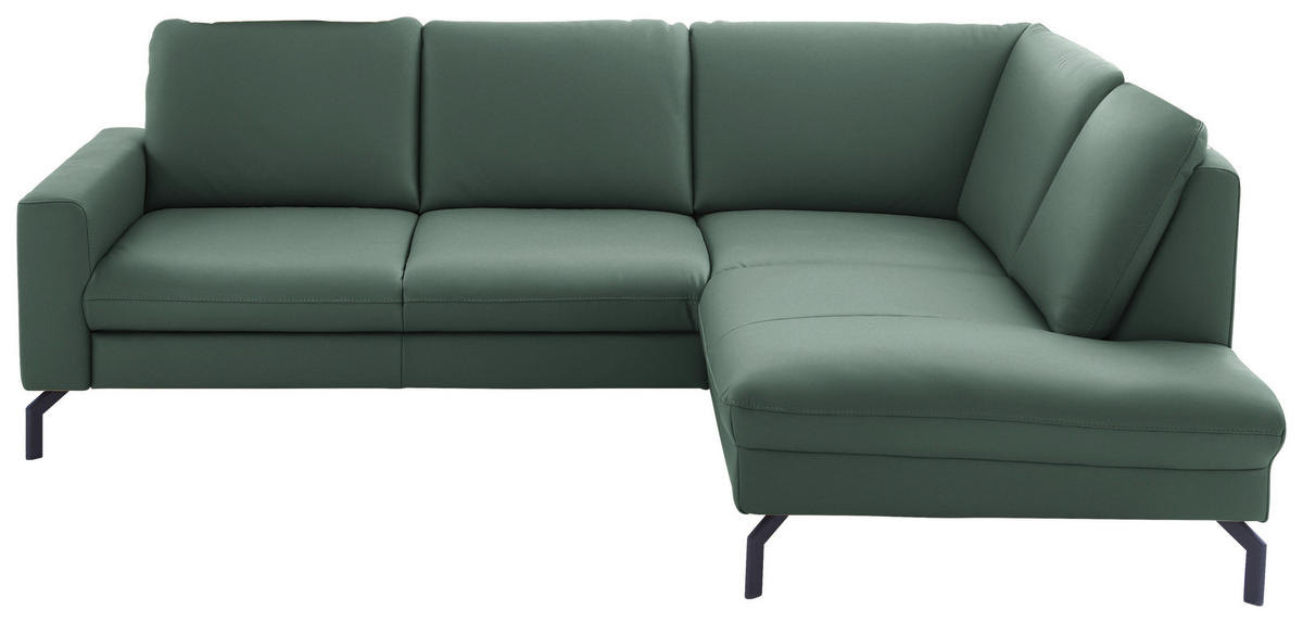 ECKSOFA in Echtleder Opal  - Opal/Schwarz, Design, Leder/Metall (250/194cm) - Beldomo Premium