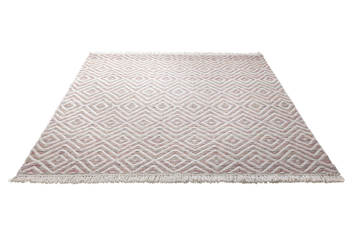 HANDWEBTEPPICH 60/110 cm Vector Rot, Weiß  - Rot/Weiß, KONVENTIONELL, Textil (60/110cm) - Esprit