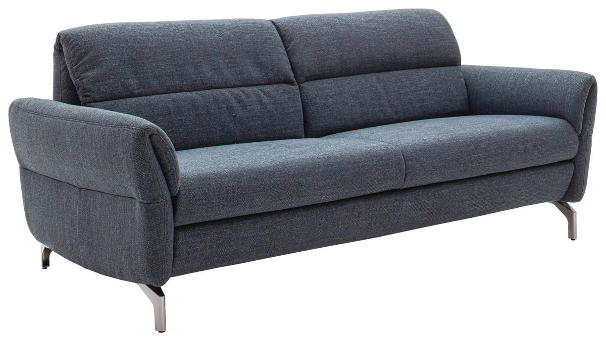 2-SITZER-SOFA Flachgewebe Blaugrau  - Blaugrau/Nickelfarben, Design, Textil/Metall (186/87/100cm) - Schöner Wohnen