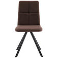 STUHL  in Eisen Lederlook, Mikrofaser Metall, Textil  - Hellbraun/Schwarz, MODERN, Textil/Metall (47/92/60cm) - Cantus