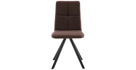 STUHL in Eisen Lederlook, Mikrofaser Metall, Textil - Hellbraun/Schwarz, MODERN, Textil/Metall (47/92/60cm) - Cantus