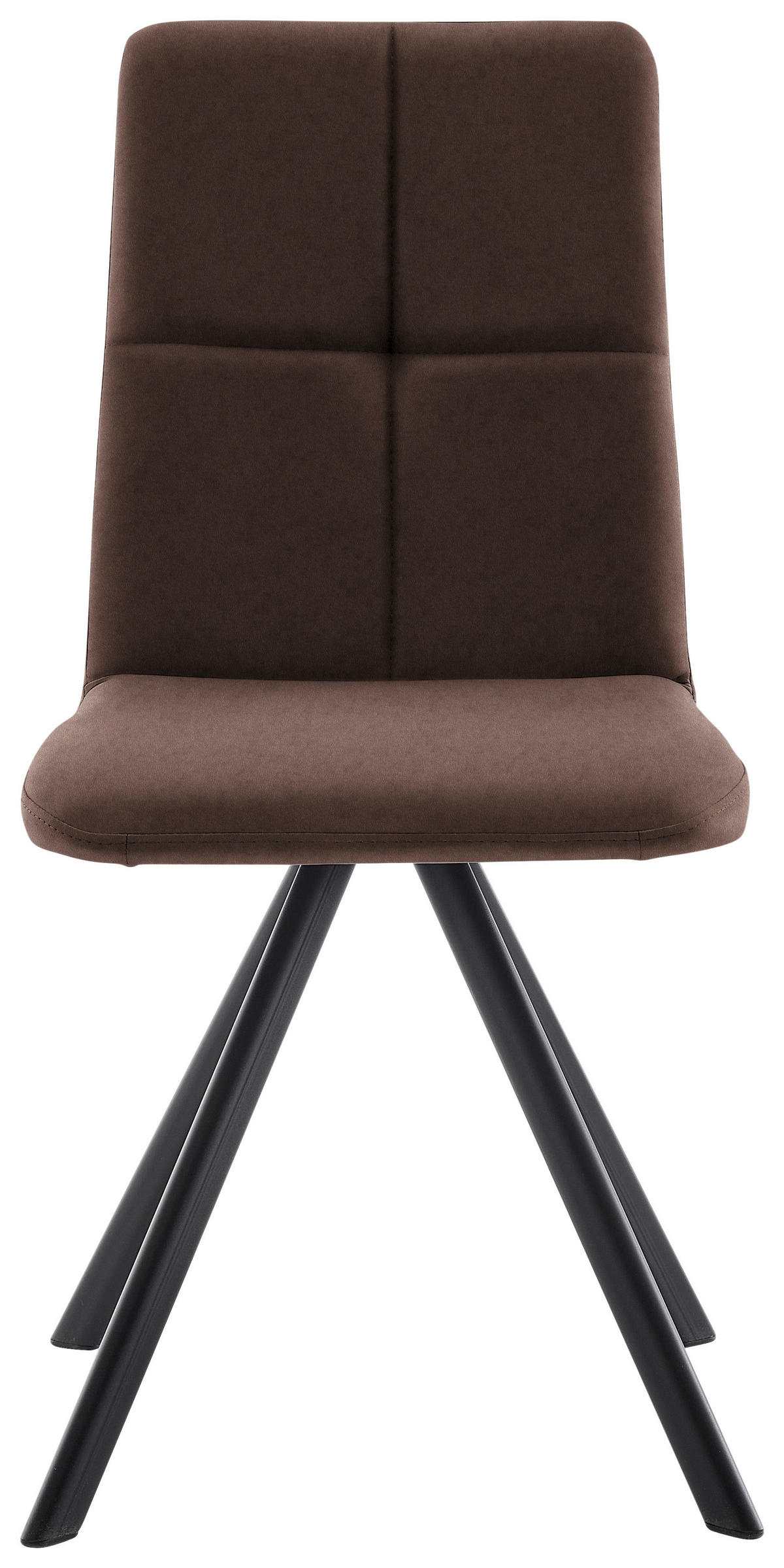 STUHL  in Eisen Lederlook, Mikrofaser Metall, Textil  - Hellbraun/Schwarz, MODERN, Textil/Metall (47/92/60cm) - Cantus