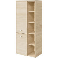 MIDISCHRANK 50/121/33 cm  - Edelstahlfarben/Eichefarben, MODERN, Glas/Holzwerkstoff (50/121/33cm) - Sadena