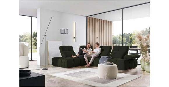 ECKSOFA in Struktur Olivgrün 233/313 cm - Schwarz/Olivgrün, Design, Kunststoff/Textil (233/313cm) - Emilio Belluti