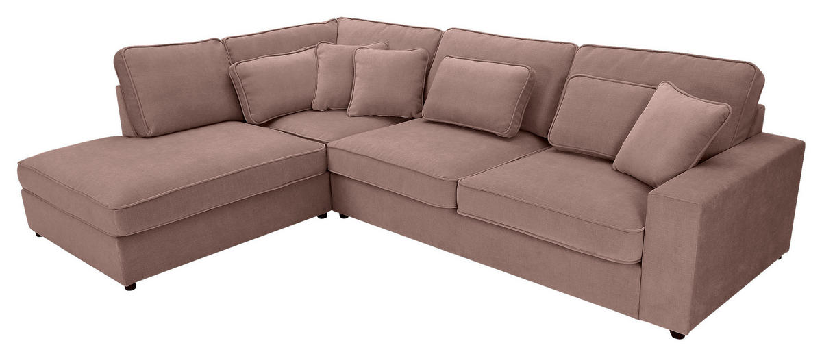 ECKSOFA Flachgewebe Altrosa  - Schwarz/Altrosa, Modern, Kunststoff/Textil (228/307cm) - Carryhome