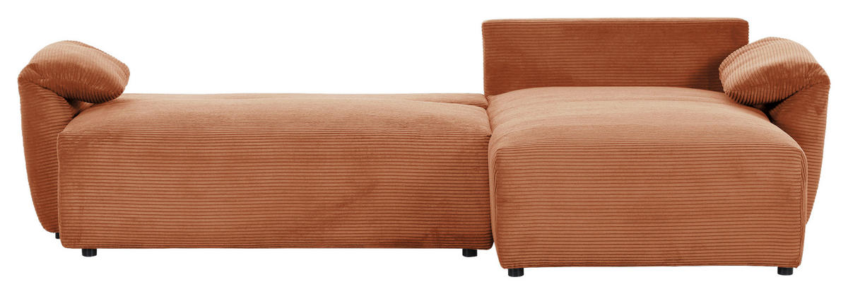 ECKSOFA in Cord Rostfarben  - Rostfarben/Schwarz, Konventionell, Kunststoff/Textil (266/180cm) - MID.YOU