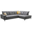 ECKSOFA Grau Chenille  - Schwarz/Grau, Design, Textil/Metall (310/240cm) - Xora