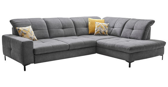 ECKSOFA in Chenille Grau  - Schwarz/Grau, Design, Textil/Metall (310/240cm) - Xora