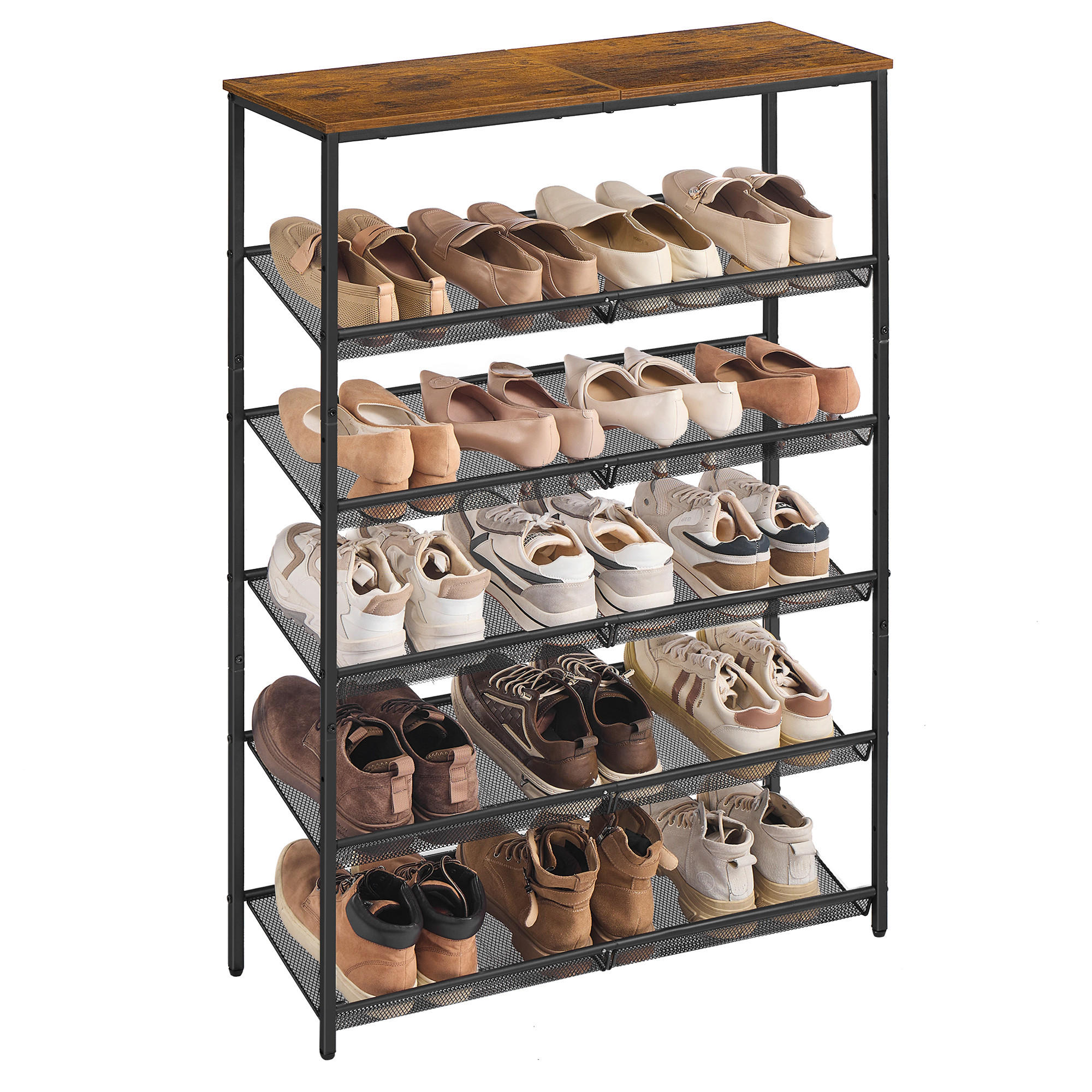 SCHUHREGAL Braun, Schwarz  - Schwarz/Braun, Trend, Holzwerkstoff/Kunststoff (75/114/28cm) - Boxxx